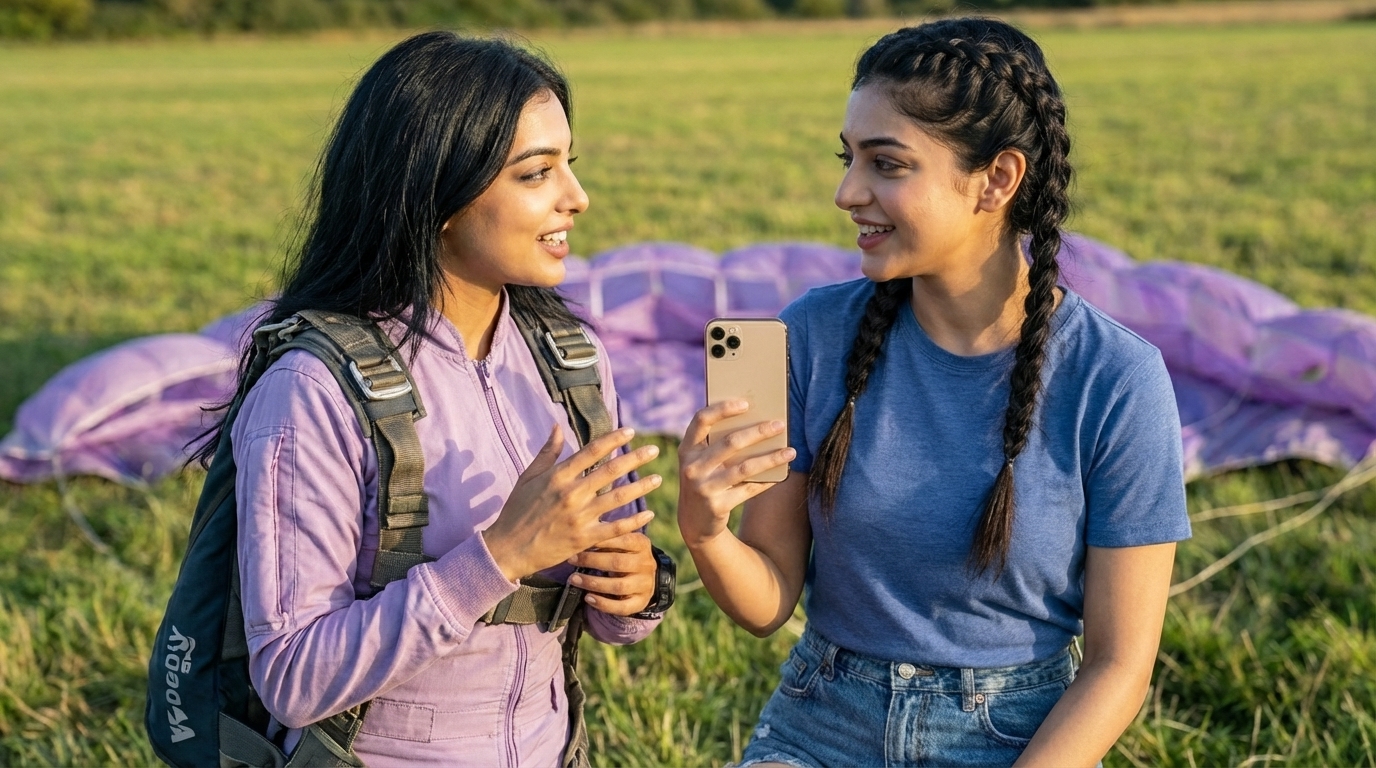 Akanksha and Niharika at landing site