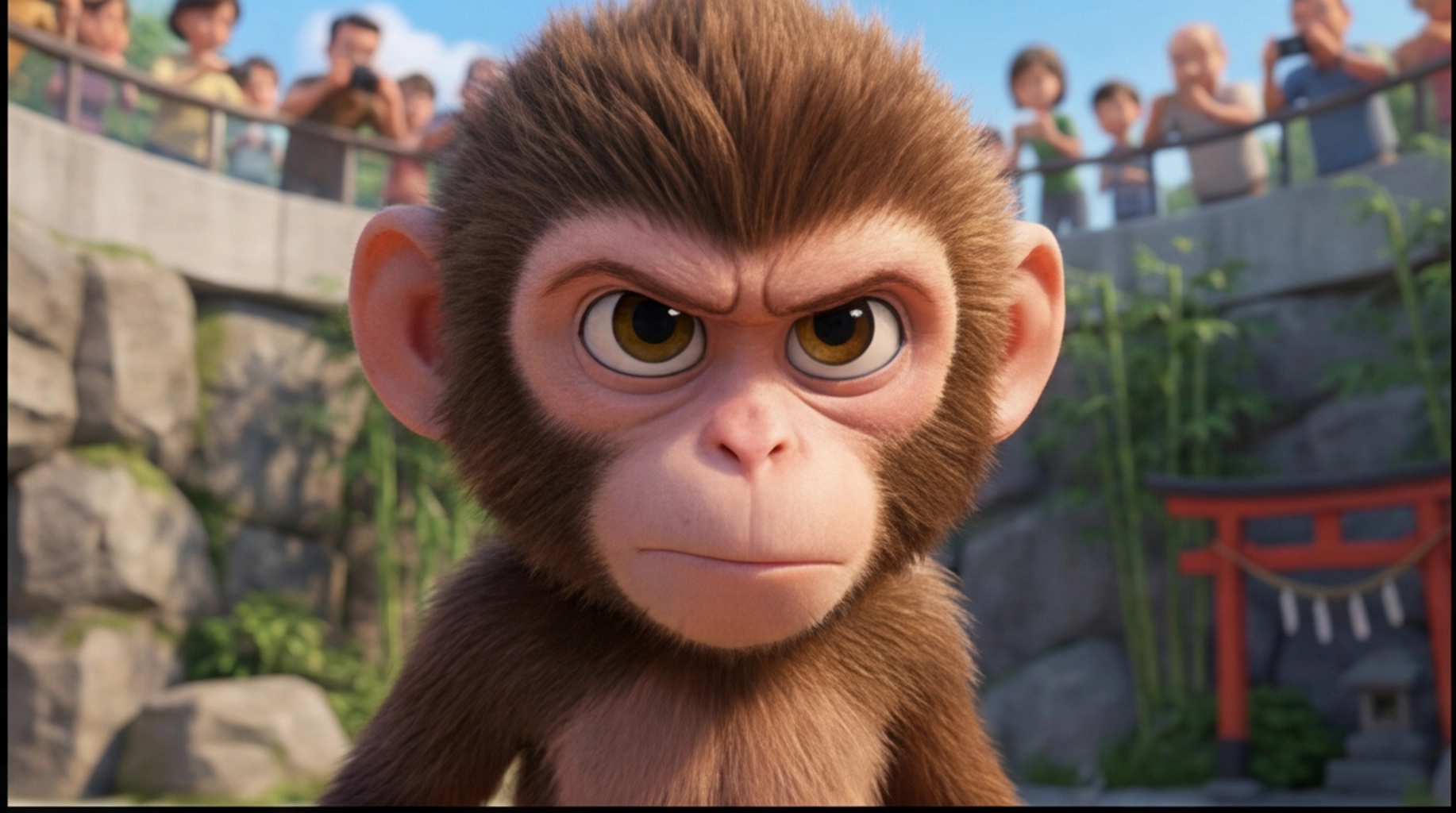 Punch the monkey, close up